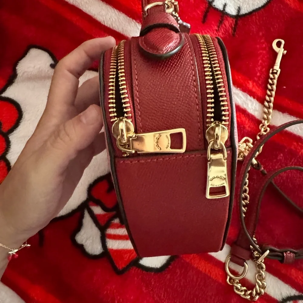 Coach Heart-Shaped Pink Crossbody Bag with Gold Accents - Picture 4 of 10